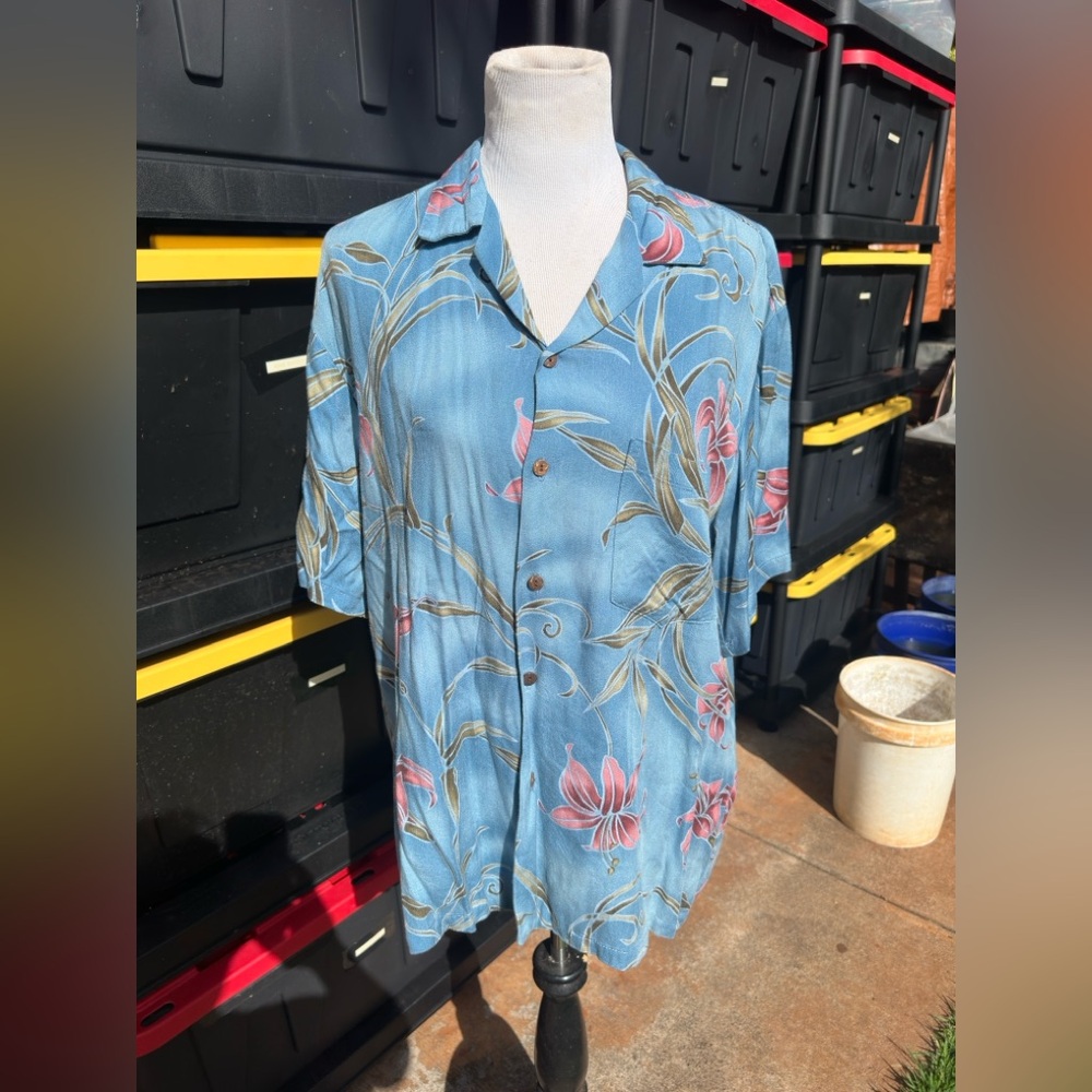 PreOwned Ho Aloha Blouse Hawaiian Print Multicolored Women's XL
